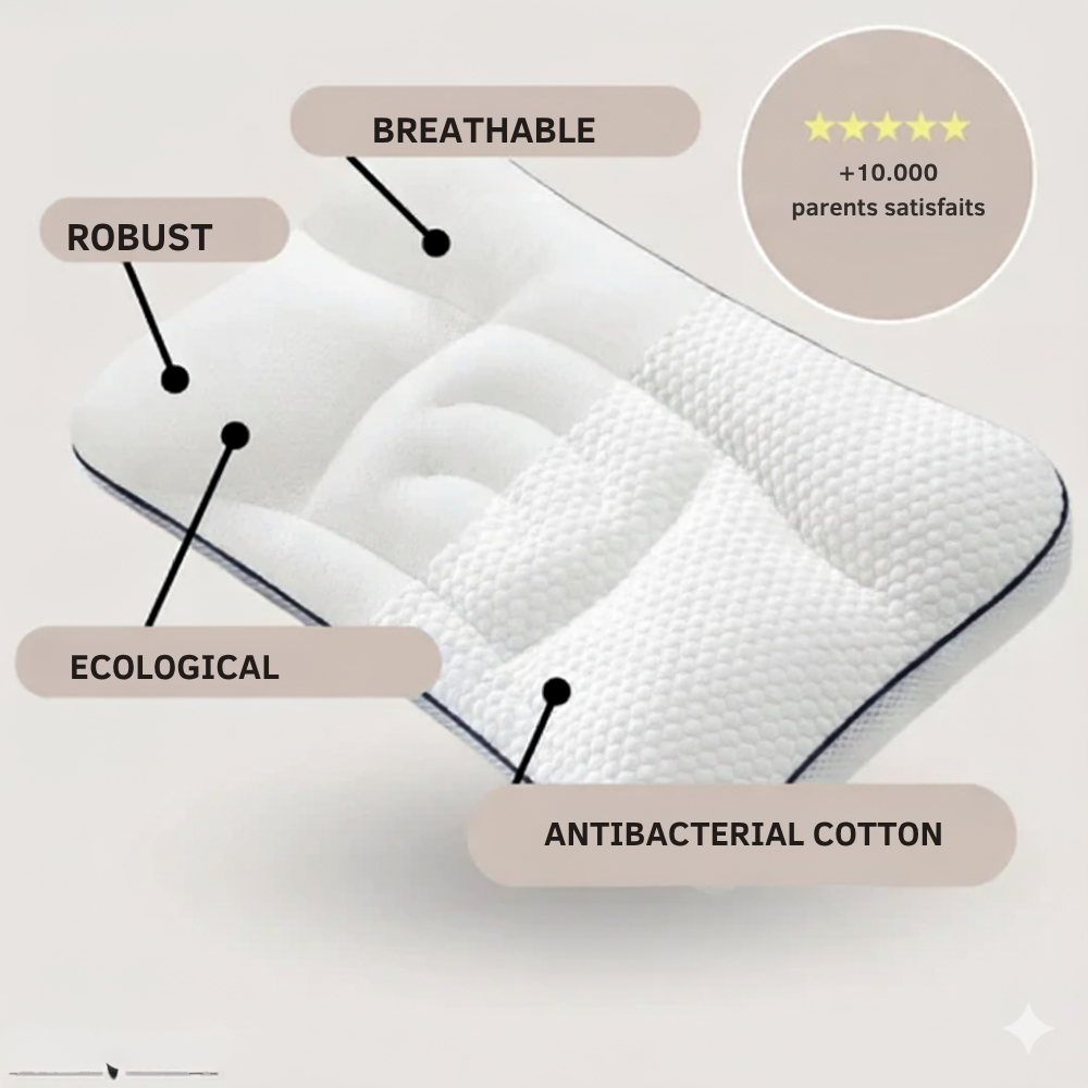 FLUFFY CLOUD - Anti-Bacterial and Breathable Cotton Neck Pillow for Children.